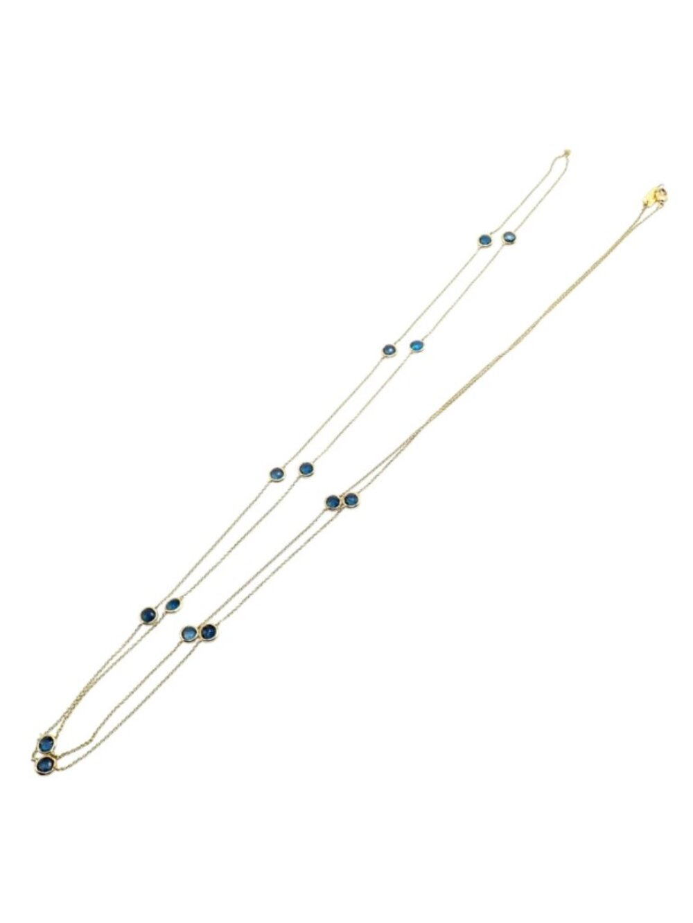 Ippolita 18k Yellow Gold 14 Station Blue Sapphire 48" Long Lollipop Necklace